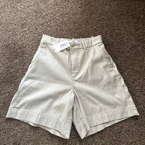 SPANX Cream High-Waist Tailored Bermuda Shorts